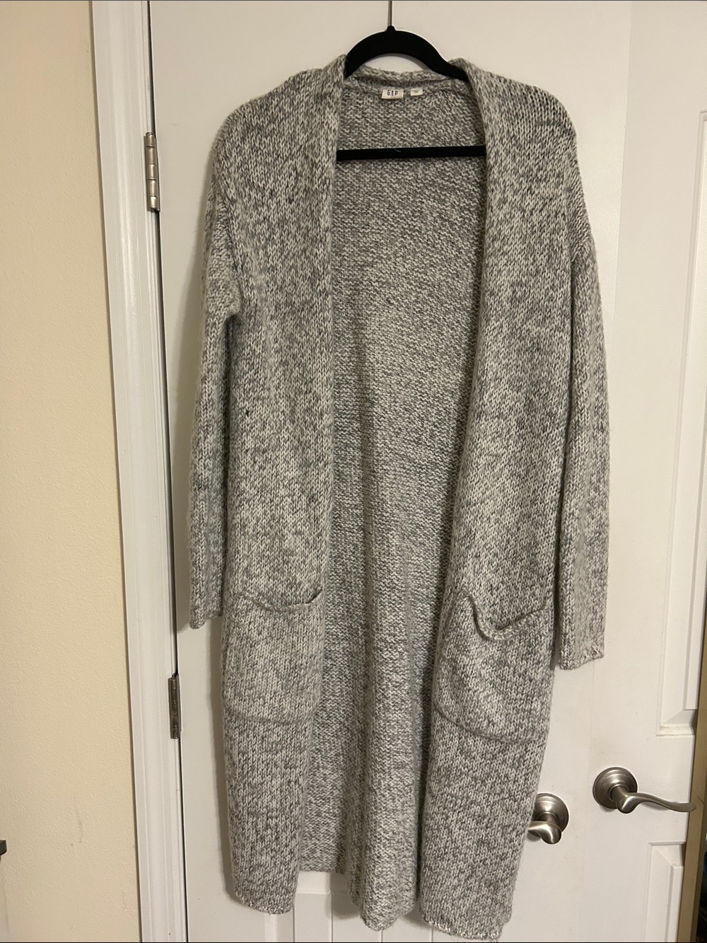 GAP Marled Light Gray Open-Front Long Cardigan